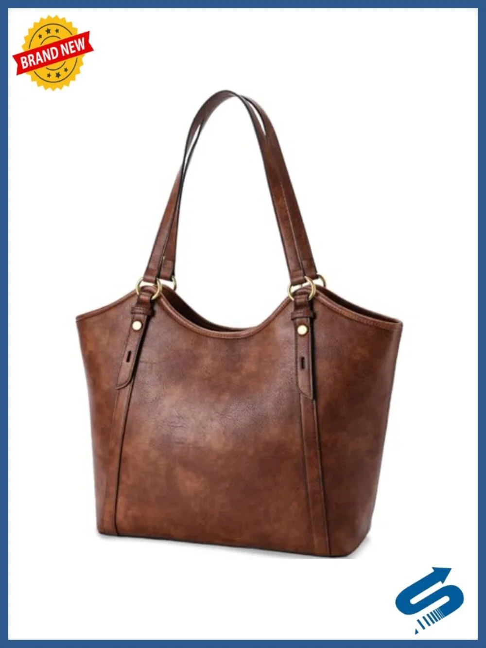 Large Vegan Leather Tote Bag Satchel Purse with Zipper for Work